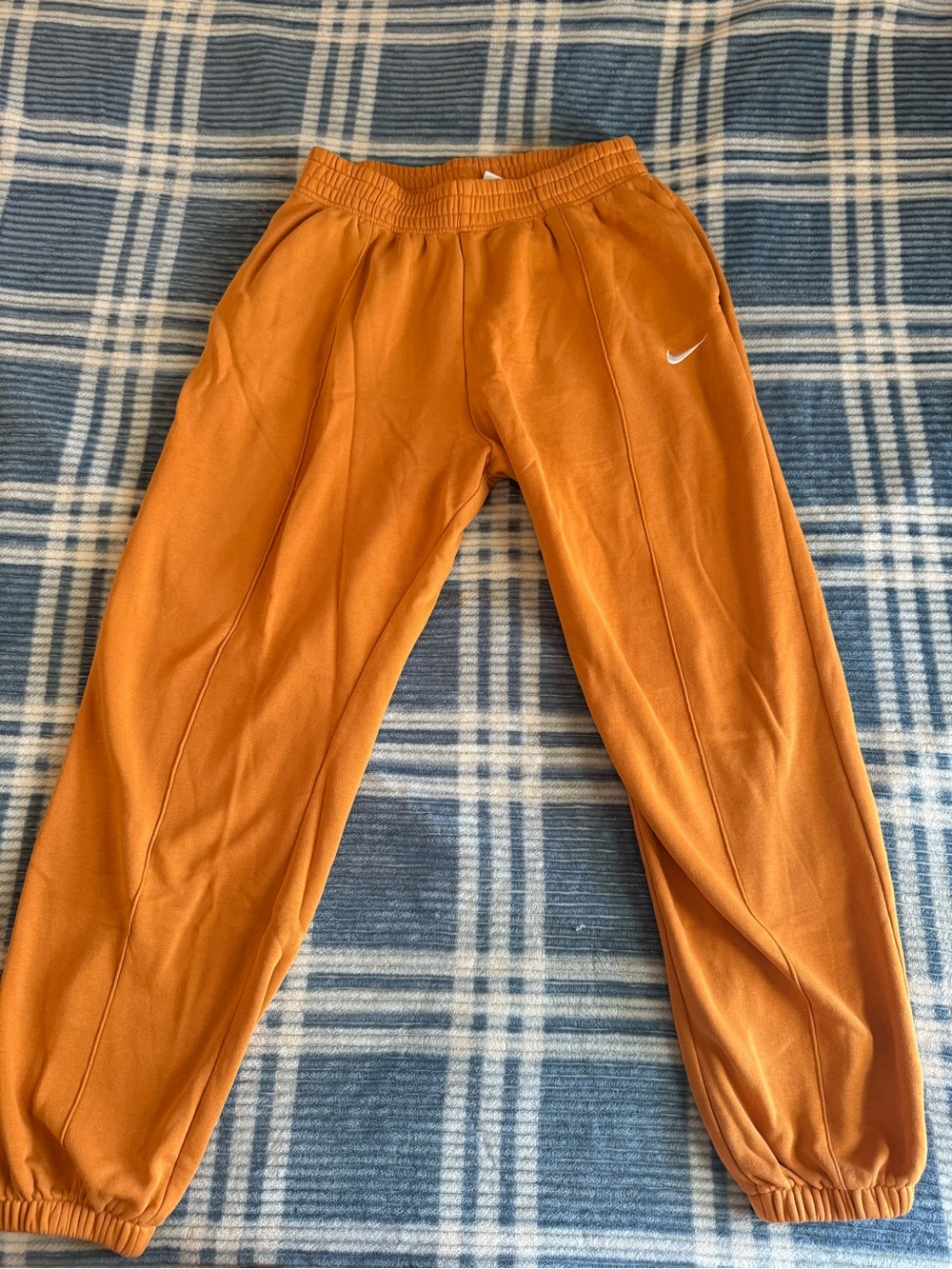 Nike Orange Fleece Joggers with Swoosh Tag